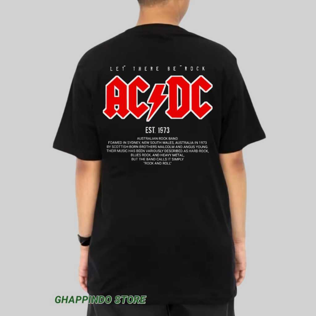 Kaos ACDC Hitam Vintage 100% Katun Combad 24s | Kaos Band ACDC | Baju ACDC | Kaos Distro Pria | Kaos