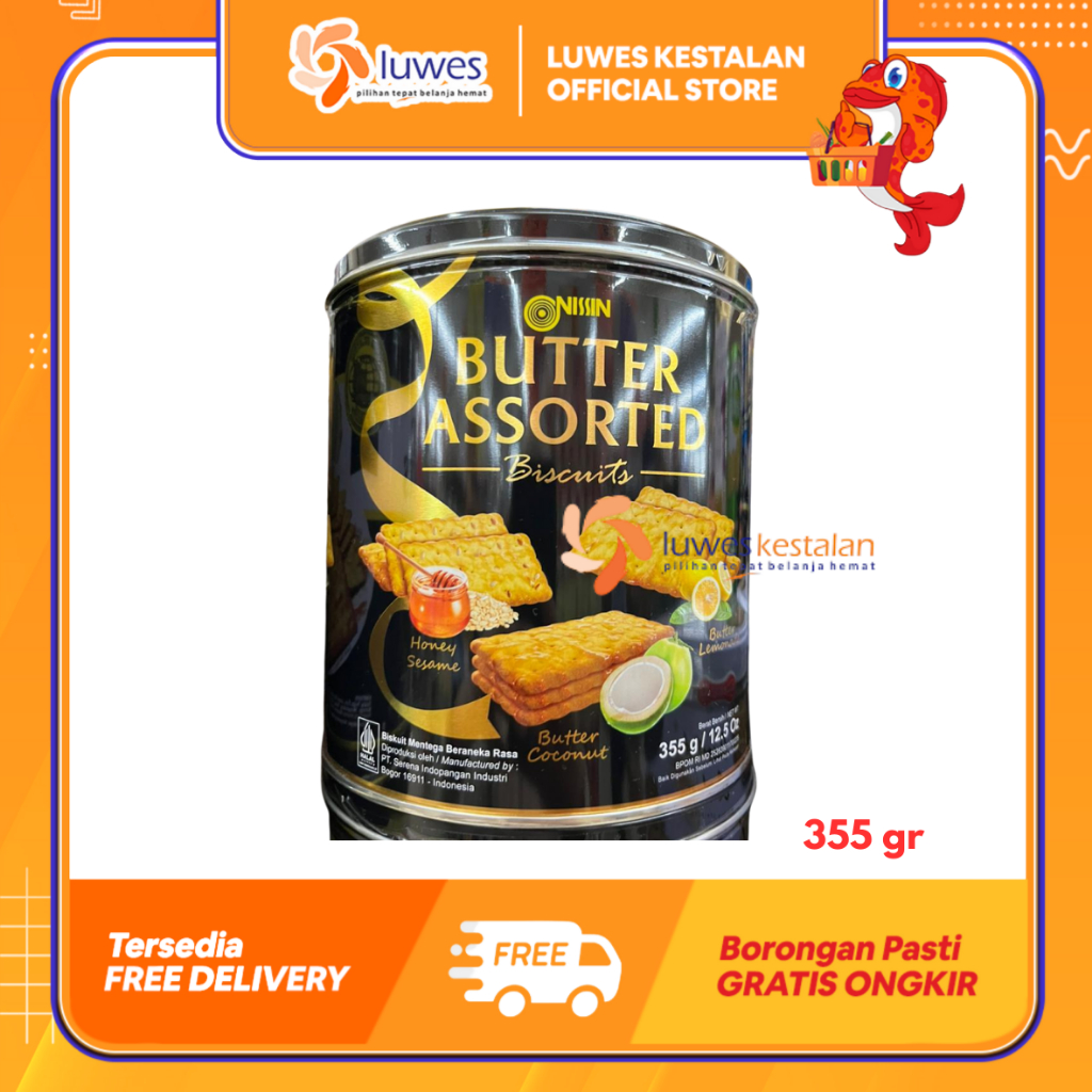 Nissin Butter Assorted Kaleng 355 Gram | Biskuit Nissin Butter Kaleng Lebaran 355 Gram | Hampers Leb