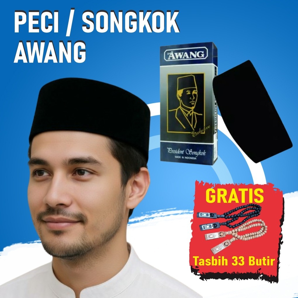 songkok hitam peci awang peci polos merk AWANG kopyah hitam polos