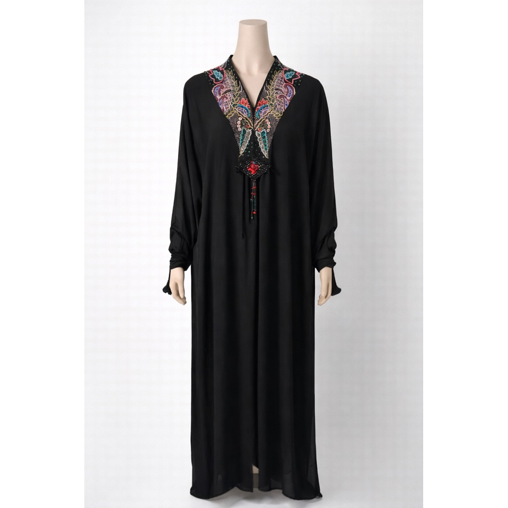 Kaftan/Abaya/Gamis Bordir Payet Hitam