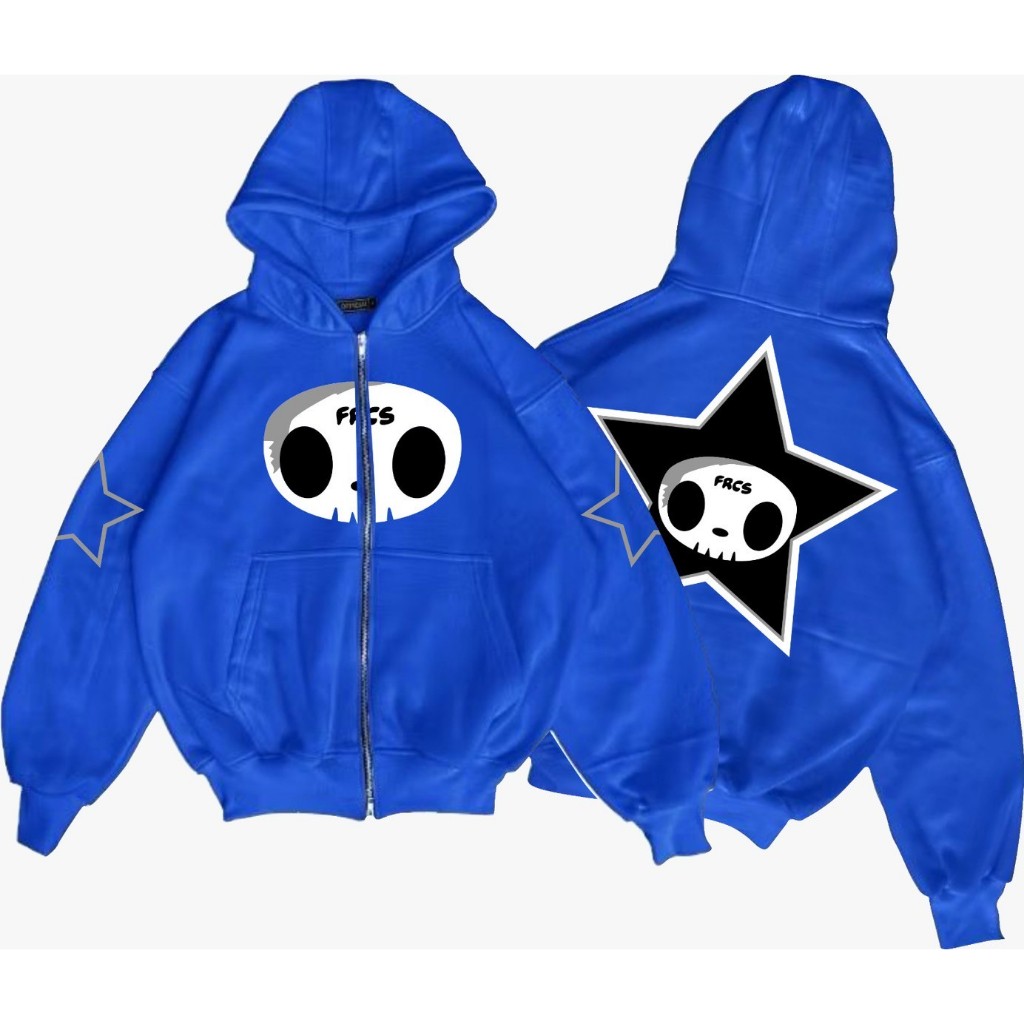 Boxy Hoodie Double Zipper Tokidoki Adios Star Oversize Jacket Boxy Pria Wanita High Quality