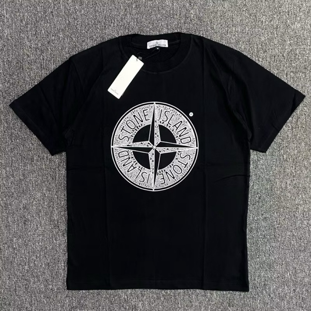 Kaos Pria STONE ISLAND Logo Tee Style – T-Shirt Outdoor Casual Streetwear Premium
