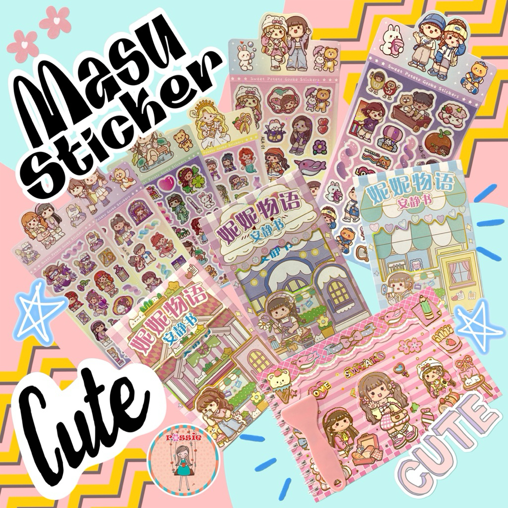 Stiker Masu Momo Waterproof Sticker Aesthetic Jurnal Scrapbook/Paket Sticker Senmu isi 100pcs Anti A