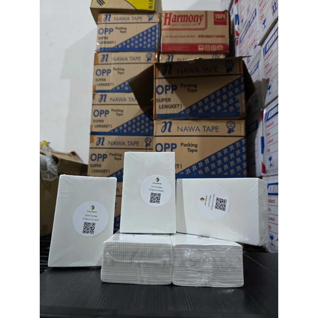 KERTAS THERMAL LABEL 100x150 ISI 500 MODEL LIPAT GOLDWIN