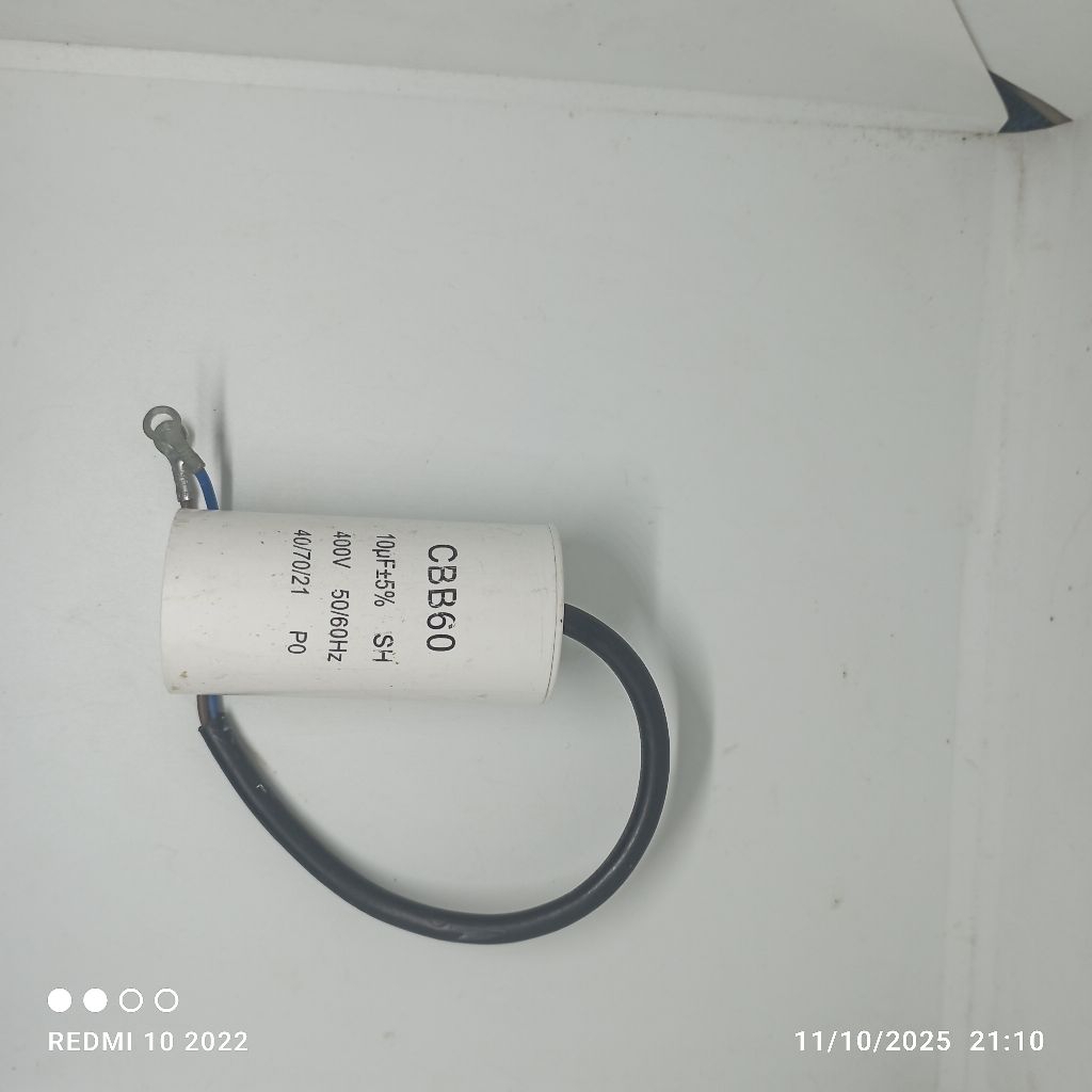 Kapasitor Pompa Air 10UF - Kondisi Baru, Tanpa Garansi