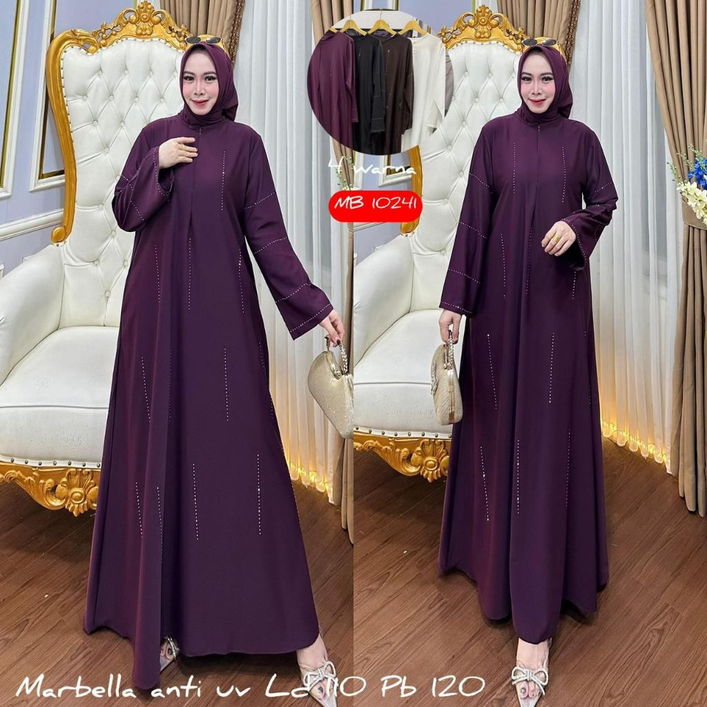 MB 10241 (isi 2) ASYA Gamis Marbella Anti UV Premium Lebar Mayung Polos Cantik Muslimah Busui Home D