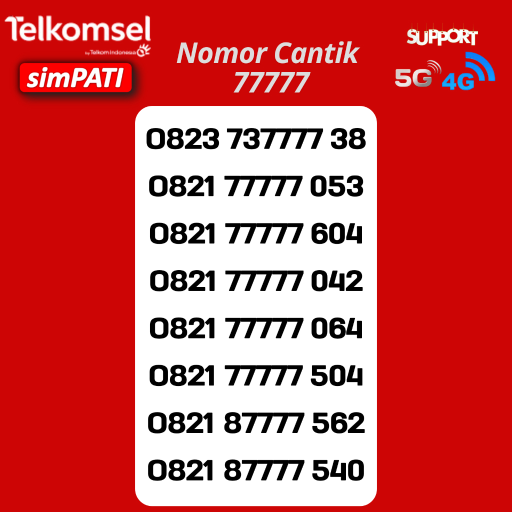 NOMOR CANTIK KARTU PERDANA SIMPATI TELKOMSEL 77777 / Nomor Cantik Telkomsel 4G/5G