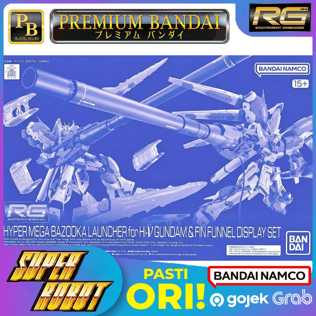 BANDAI RG Hyper Mega Bazooka Launcher For Hi Nu Gundam / Hi-v Gundam & Fin Funnel Display Set P-BAND