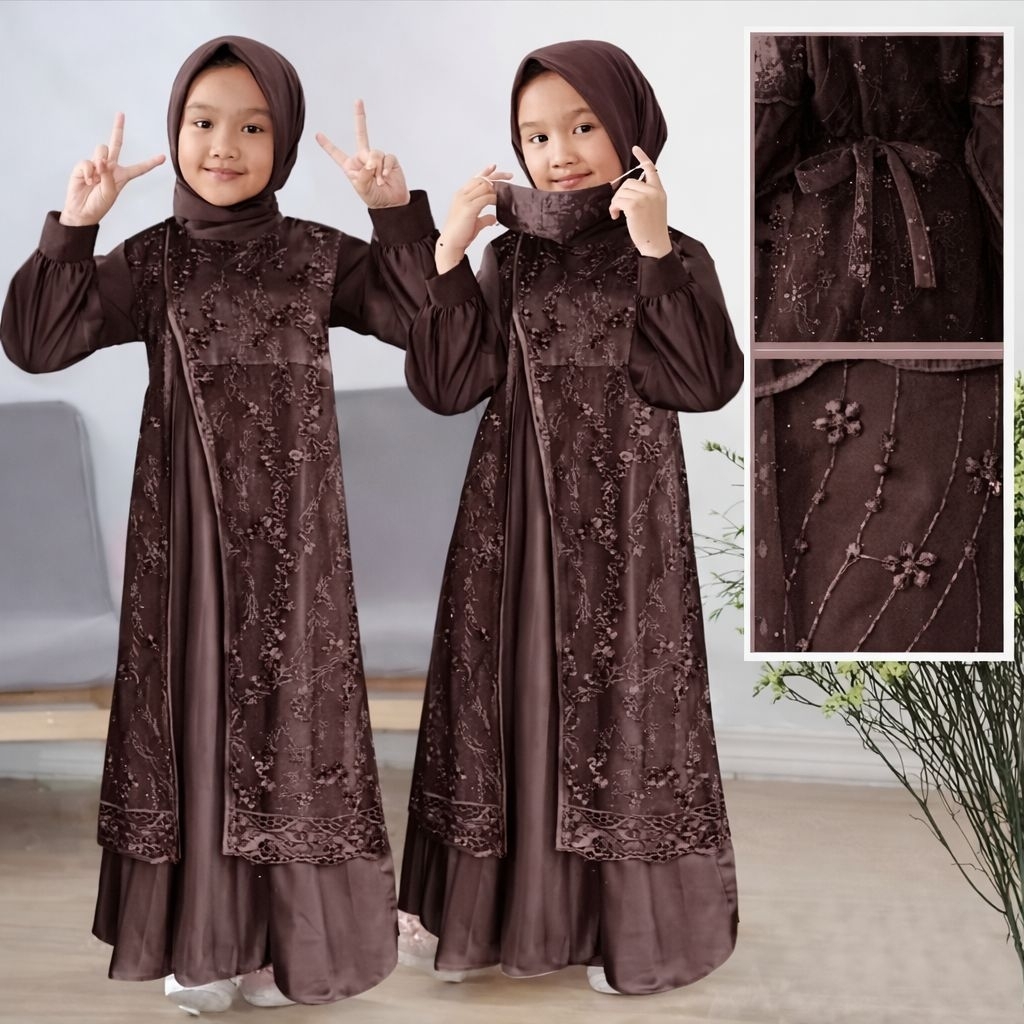 Gamis anak brokat perempuan model baru kid muslim fashion Kiyara