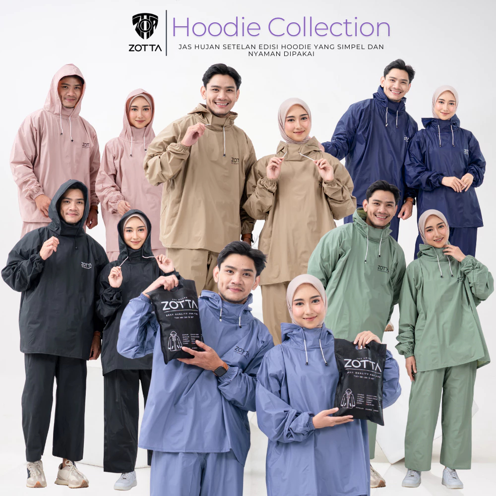 Jas Hujan Model Hoodie Pria Wanita Anti Rembes