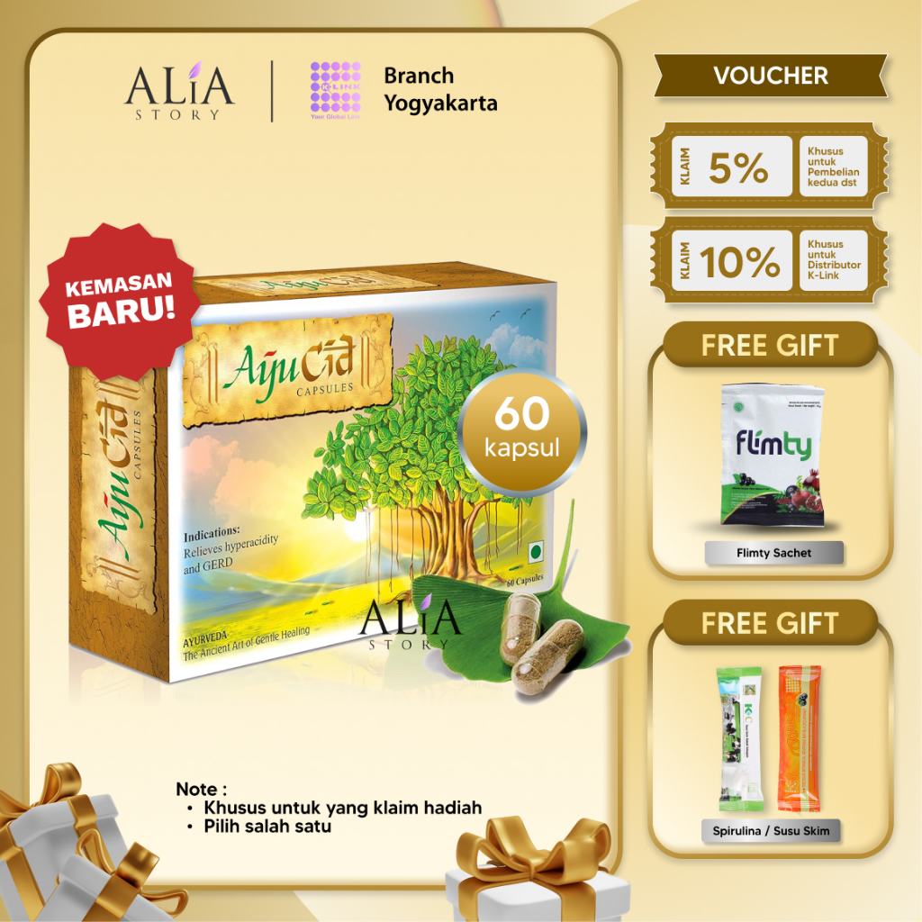 AYUCID [Kemasan Baru] Exclusive (1 Box isi 60 Kapsul) Mengurangi Gas (Perut kembung), Gerd, Asam Lam