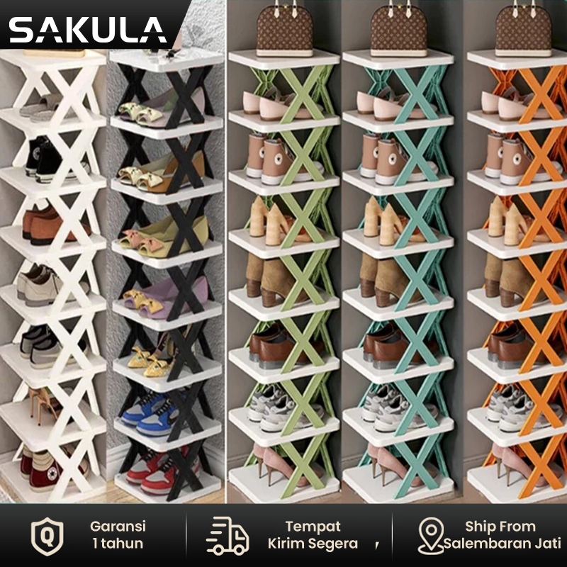 Sakula Rak Sepatu  Susun 2-9 Lantai Plastik Tempat Sandal Sepatu Rak Serbaguna Plastik 9.9