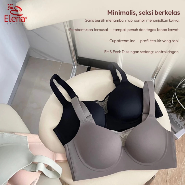 Elena Bra Seamless Kawat Busa Tipis Cup C Kait 4 Bh Full Coverage Wanita 36 - 42  29885