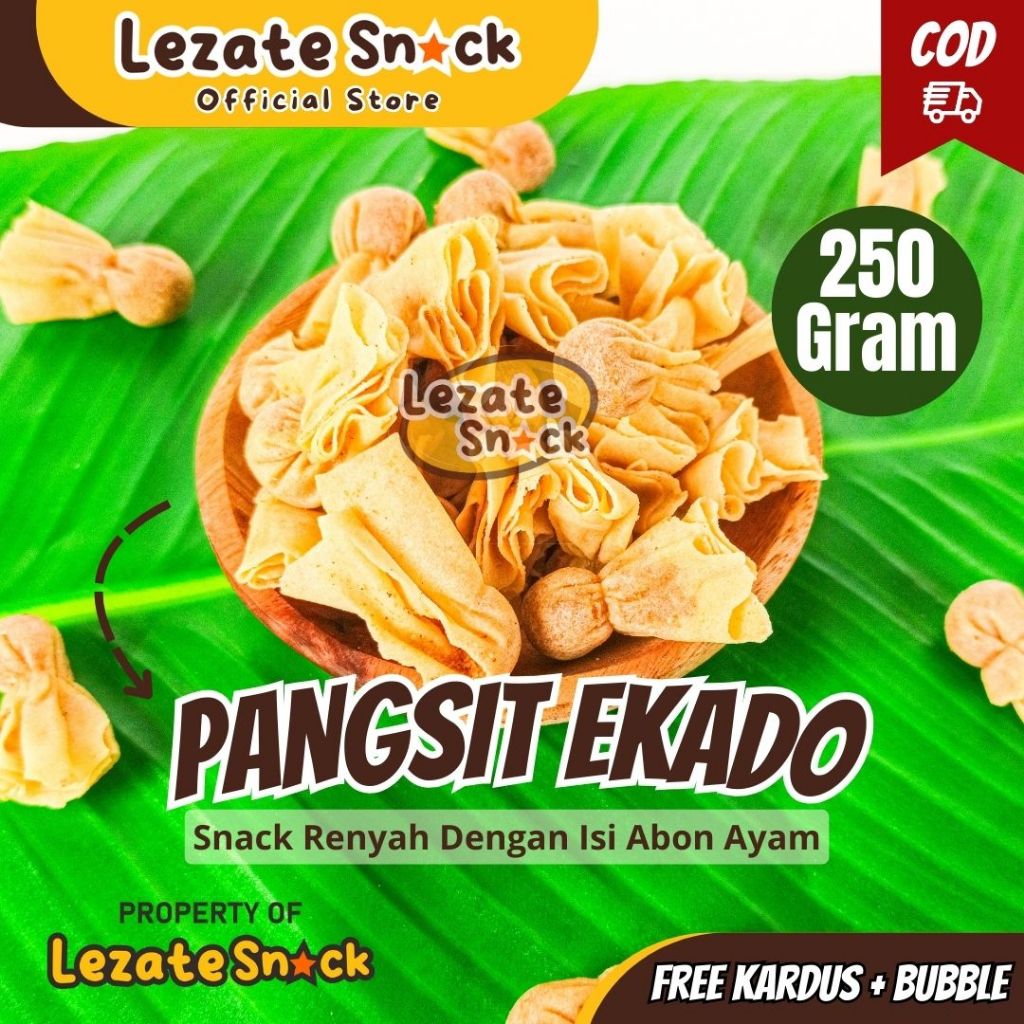 Keripik Pangsit Ekado Abon Ayam 250gr Enak Murah / Pangsit Bawang Ekado Merk Sarikaya Kue Lebaran Ja