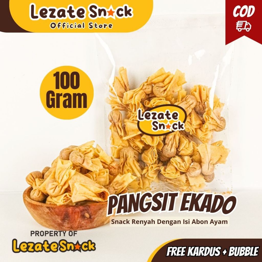 Keripik Pangsit Ekado Abon Ayam 100gr Enak Murah / Pangsit Bawang Ekado Merk Sarikaya Kue Lebaran Ja