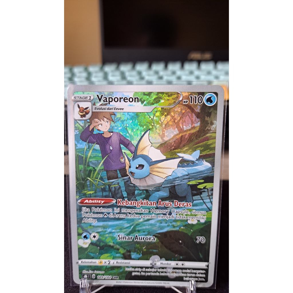 Kartu Pokemon TCG Indonesia Vaporeon s8b 189/184 CHR