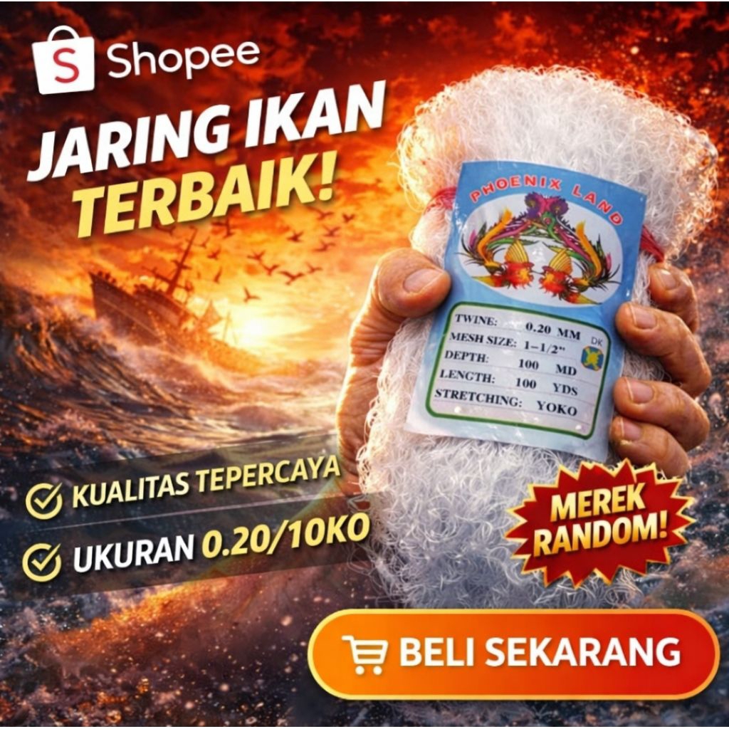 Jaring Ikan Senar 0.20 Yoko – Panjang 100 m / 100 Yards | Pukat Ikan (Ukuran Bisa Dipilih)