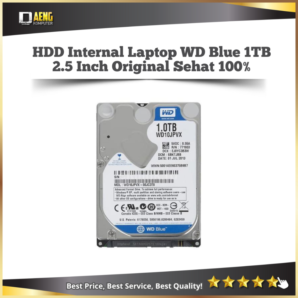Hardisk Hdd Internal Laptop 1 TB Merk WD Blue