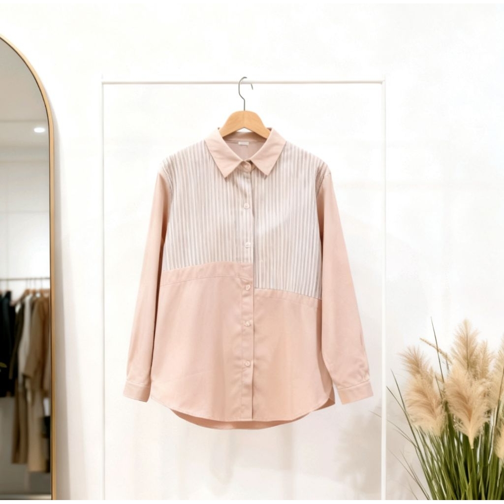 DRAFION - Aziya Shirt - Kemeja Wanita dengan bahan katun toyobo dan kain katun salur oxford