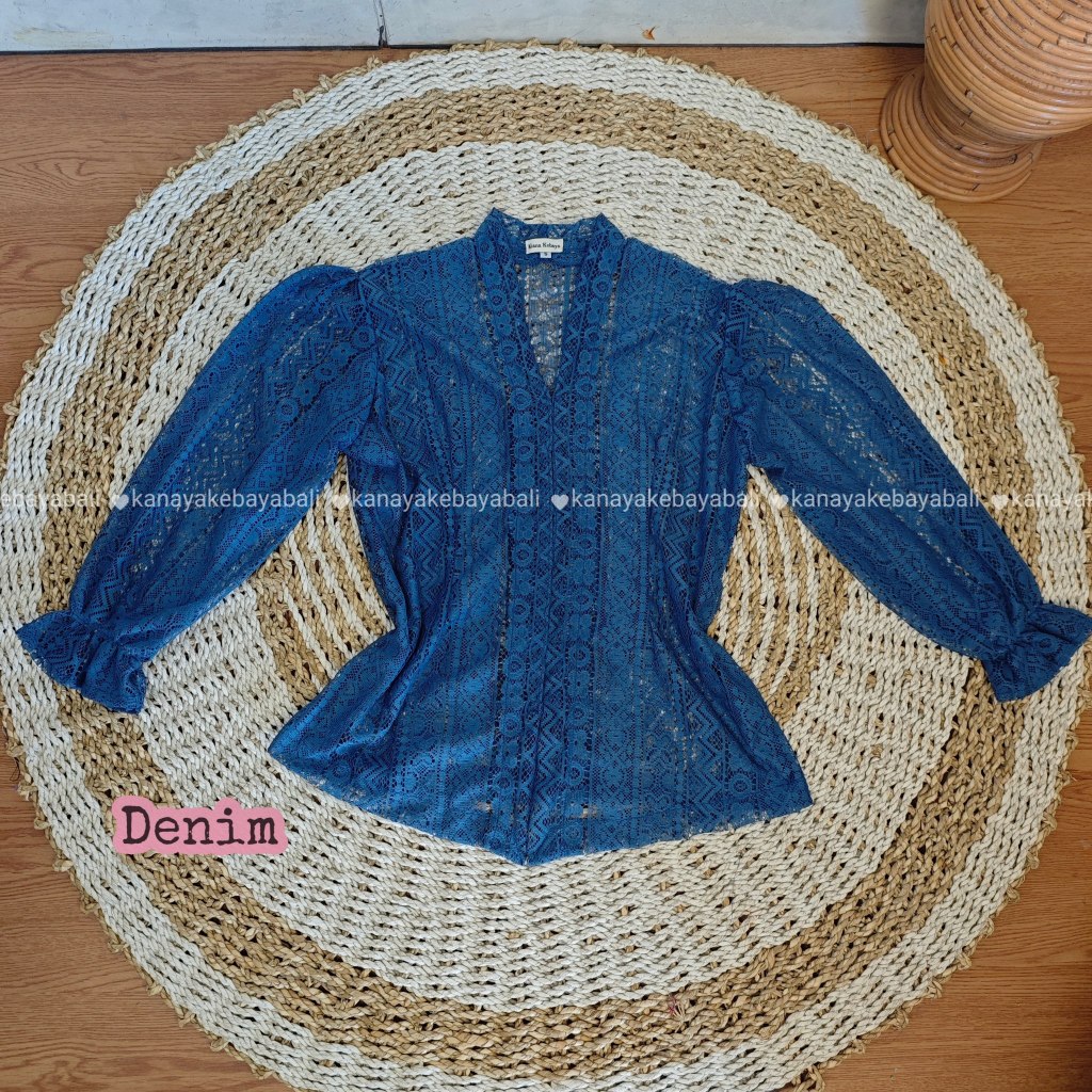 Atasan baju Kebaya Brokat Kartini Monita Lengan Kerut balon Kebaya Wisuda Modern bali murah