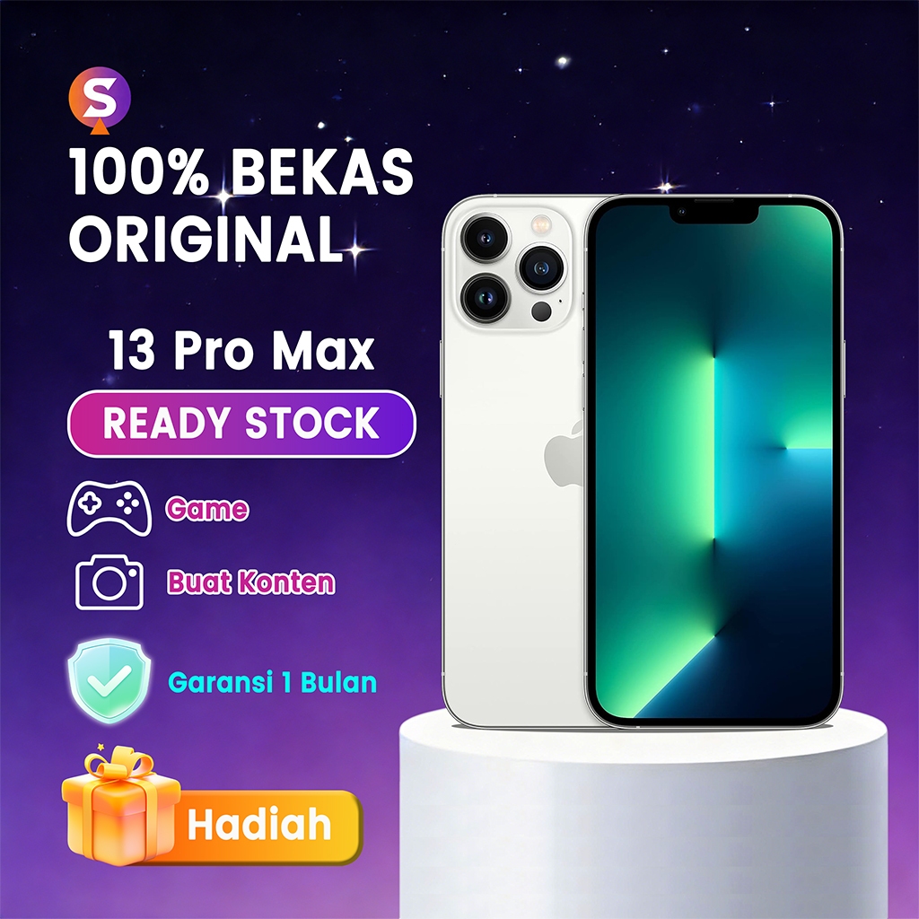 iPhone 13 PRO MAX Versi WiFi 128GB/256GB/512GB Second Original Inter HP ke 2 Baru 99% Foto/Live/Game