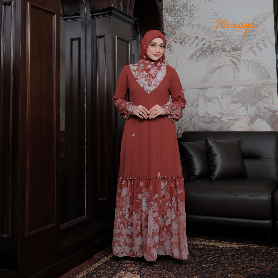 Gamis Umroh Haji Set Syar'i Sheerin Full Motif Printing Premium By RANAYA