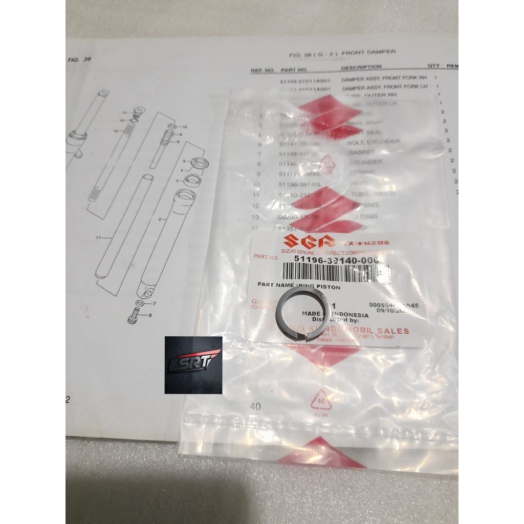 Ring seal suling shok shock shockbreaker depan satria 2t 2 tak lumba hiu fu shogun smash tornado ori