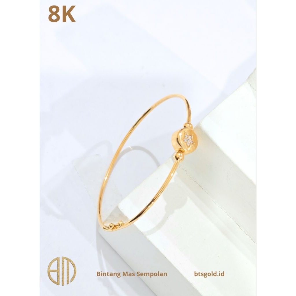 Gelang Bangle Pipa Bintang Permata Emas Asli