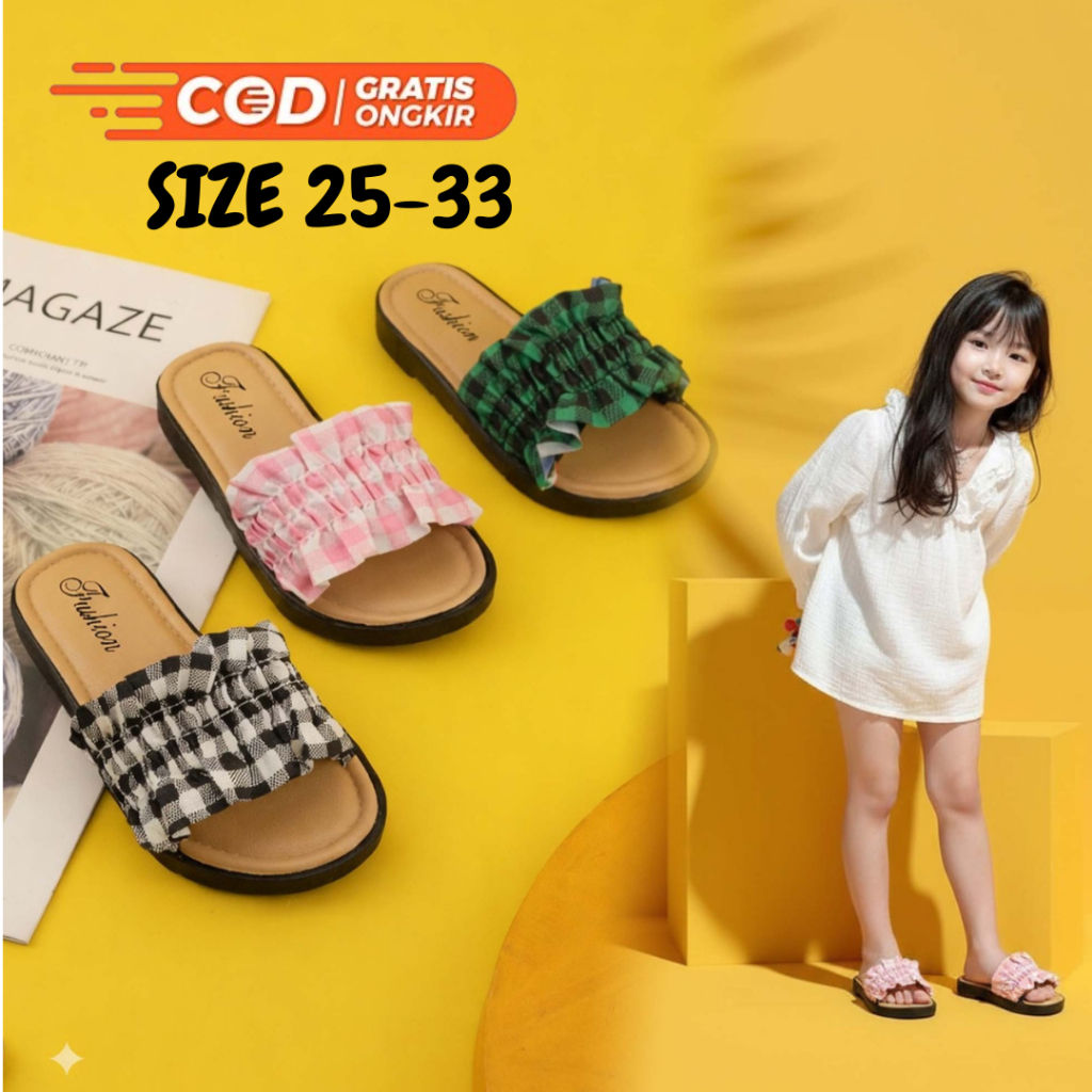 [SALE RUGI] Sandal Anak Perempuan Import SIZE 25-33 GLORYKIDZ SH2233 Sendal Flat Ringan 2-7 Tahun