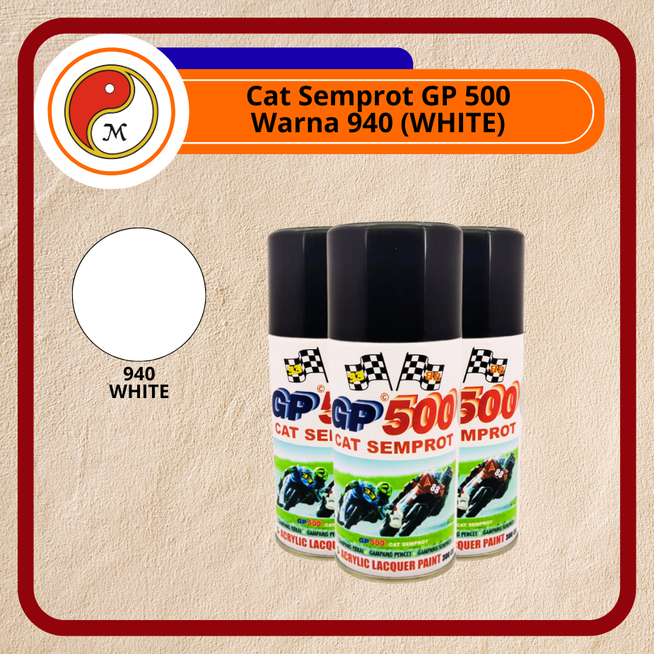 Cat Semprot GP500 / Pylox GP-500 300cc – Aneka Warna | Spray Paint Serbaguna / Warna White (940)