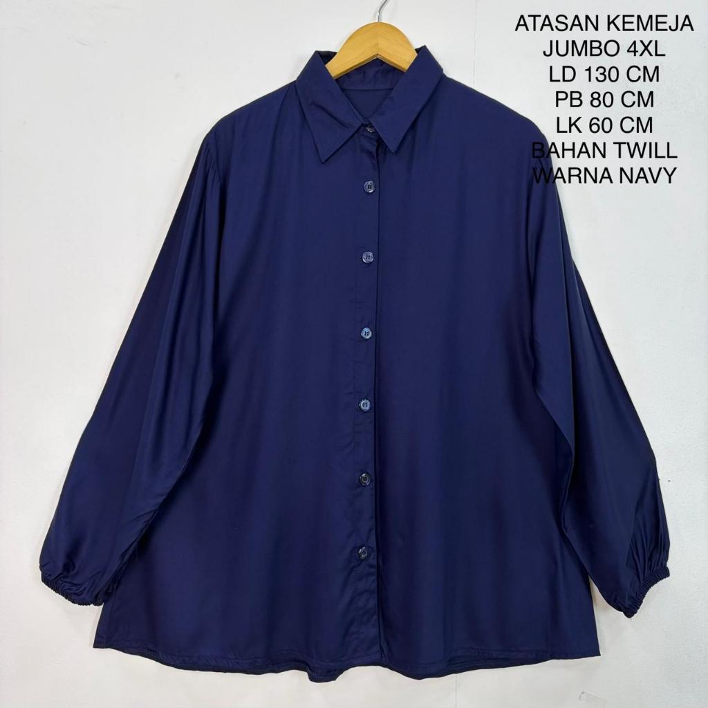 Atasan Kemeja Jumbo LD 130 CM Motif Polos Koleksi Warna Terbaru - Elena Top