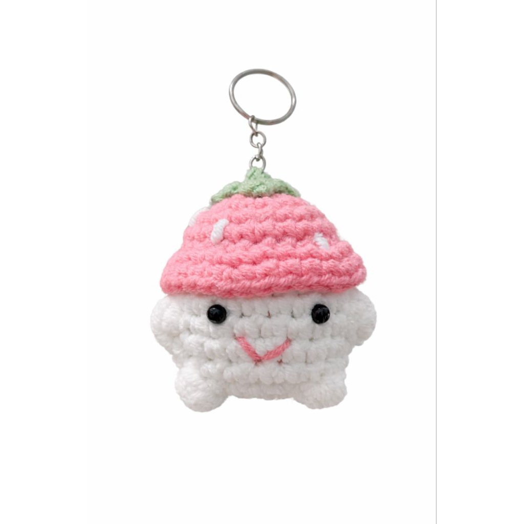 Gantungan kunci rajut jamur/ganci jamur/ganci rajut/ganci rajut lucu