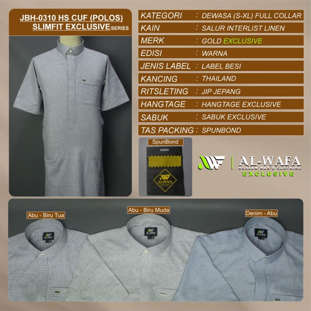 Jubah Al-Wafa/AWF Gold Exclusive Motif Salur Rapat Bahan Salur Interlist Linen Gamis Muslim Pria Len