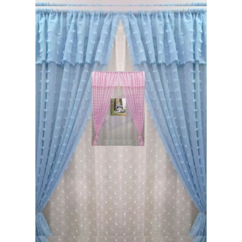 Gorden Vitrase Rubby Polos Serut Minimalis Ready Warna Hitam Toska dan Biru NAvy