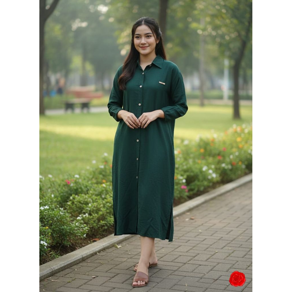 LONG TUNIK HIJAU BOTOL