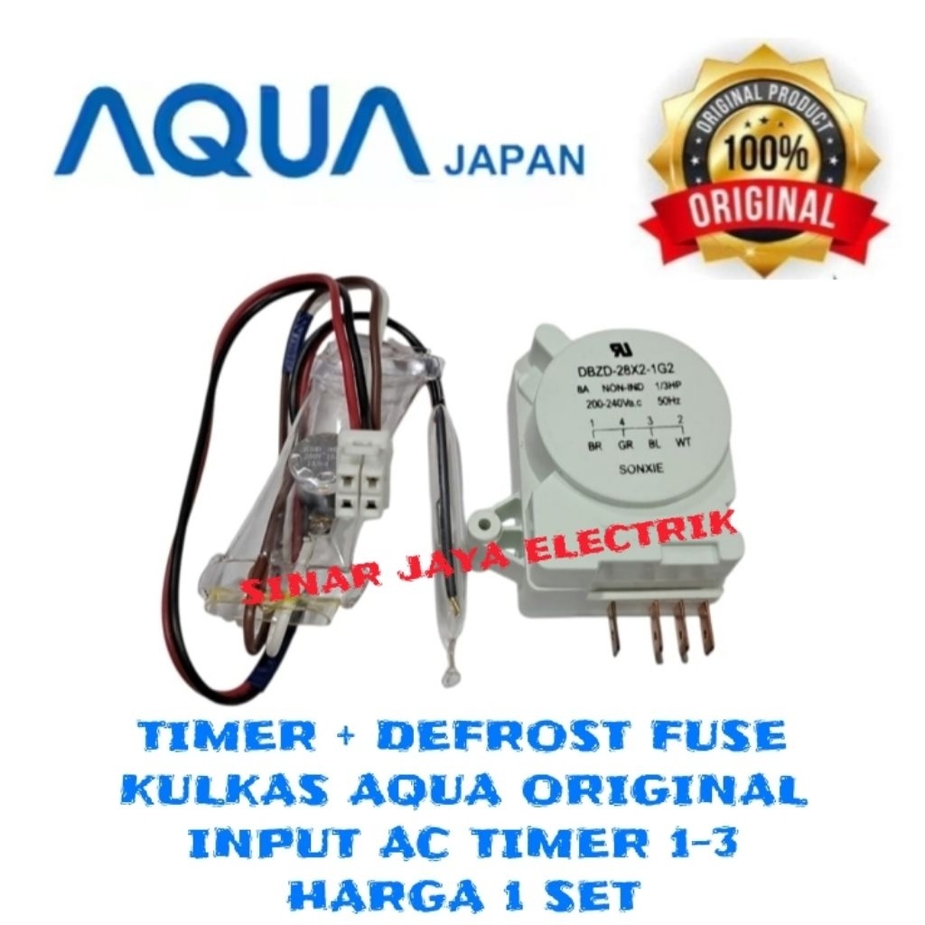 [1 SET ] TIMER DEFROST BIMETAL FUSE KULKAS AQUA 2 PINTU ORIGINAL / TIMER SONXIE DBZD-28X2-1G2
