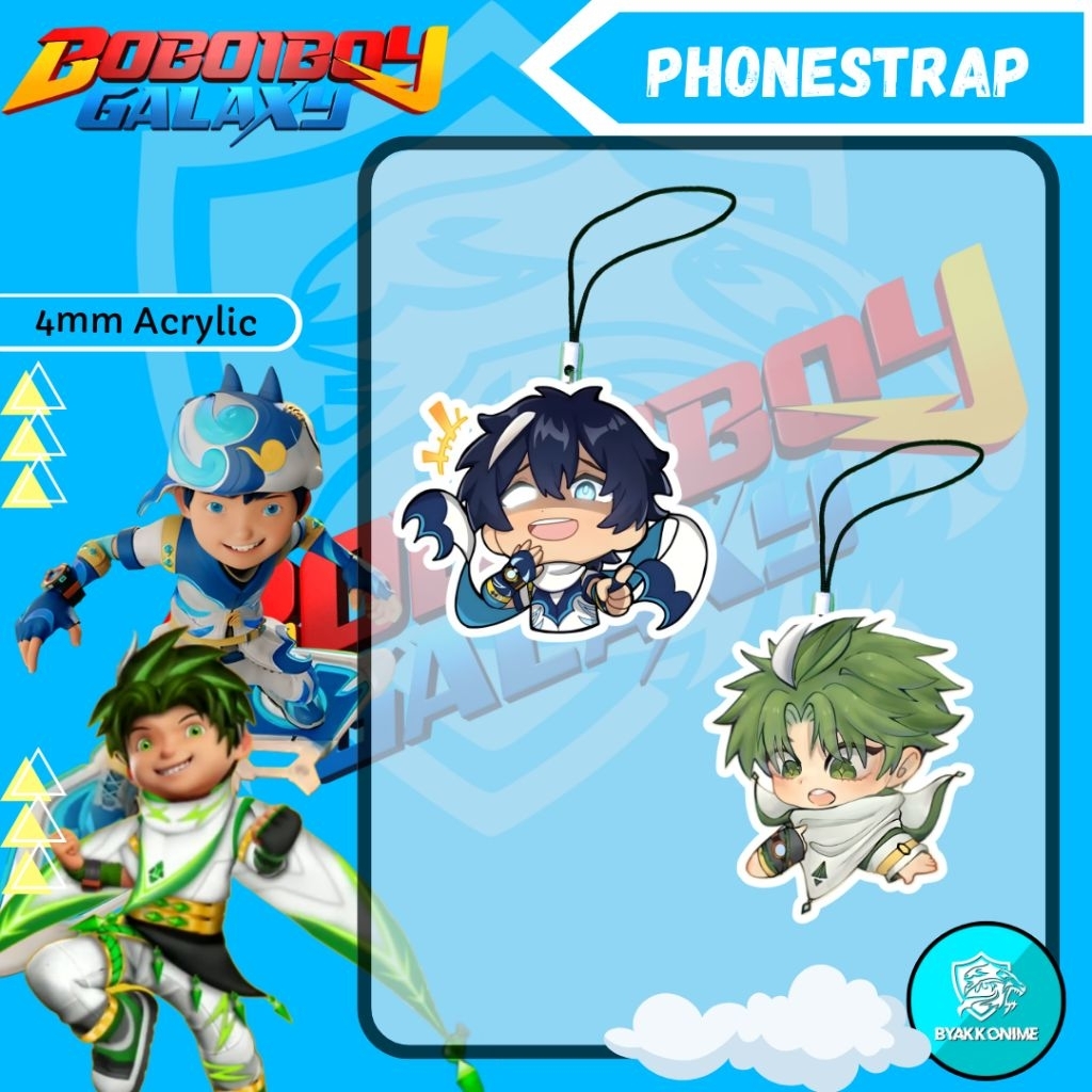 PHONE STRAP HP ANIME - Boboiboy Tahap 3 PhoneStrap Acrylic | Beliung, Rimba