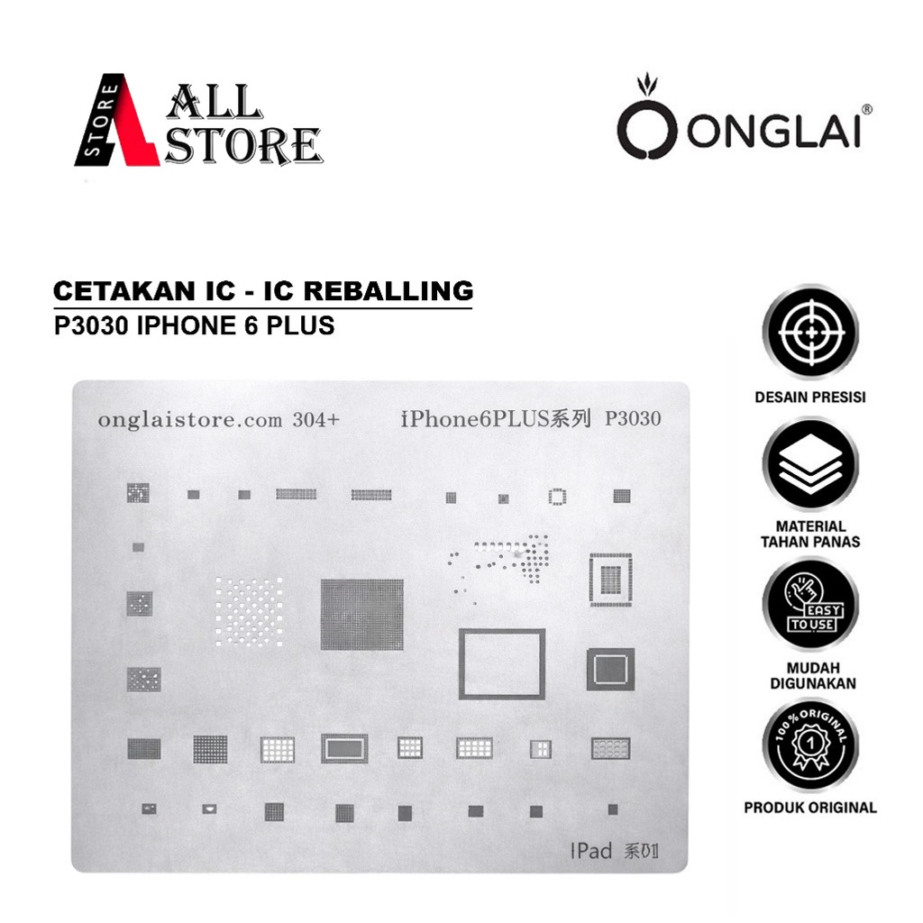 ONGLaistore CETAKAN IC IPHONE 6 PLUS P3030 STEEL 304 TEBAL - STENCIL IC ONGLAISTORE P3030 IPHONE 6 P