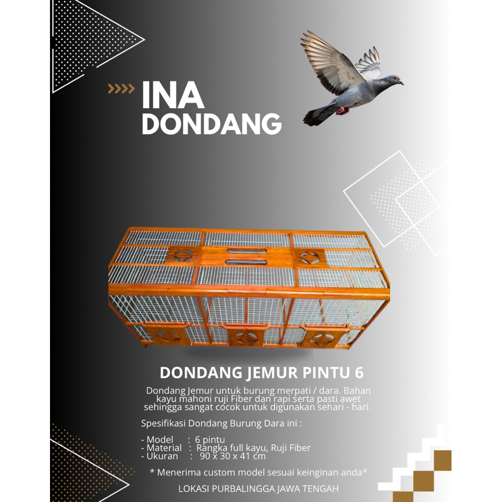Dondang burung merpati/dara fiber 6 pintu