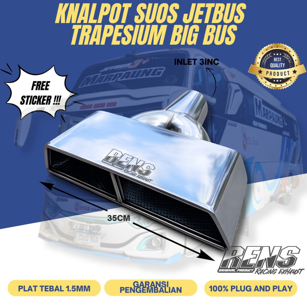 RENS Knalpot suos jetbus 3 big bus medium bus canter elf hiace l300 full stainles full sarangan