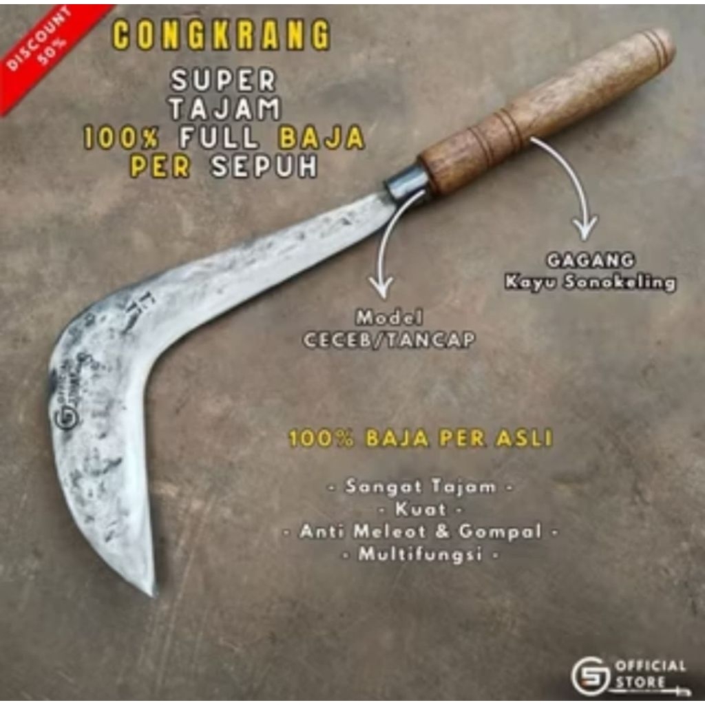 Arit Congkrang Asgar Full Baja Per, Super Tajam Alat Panen Padi Dan Pembersihan