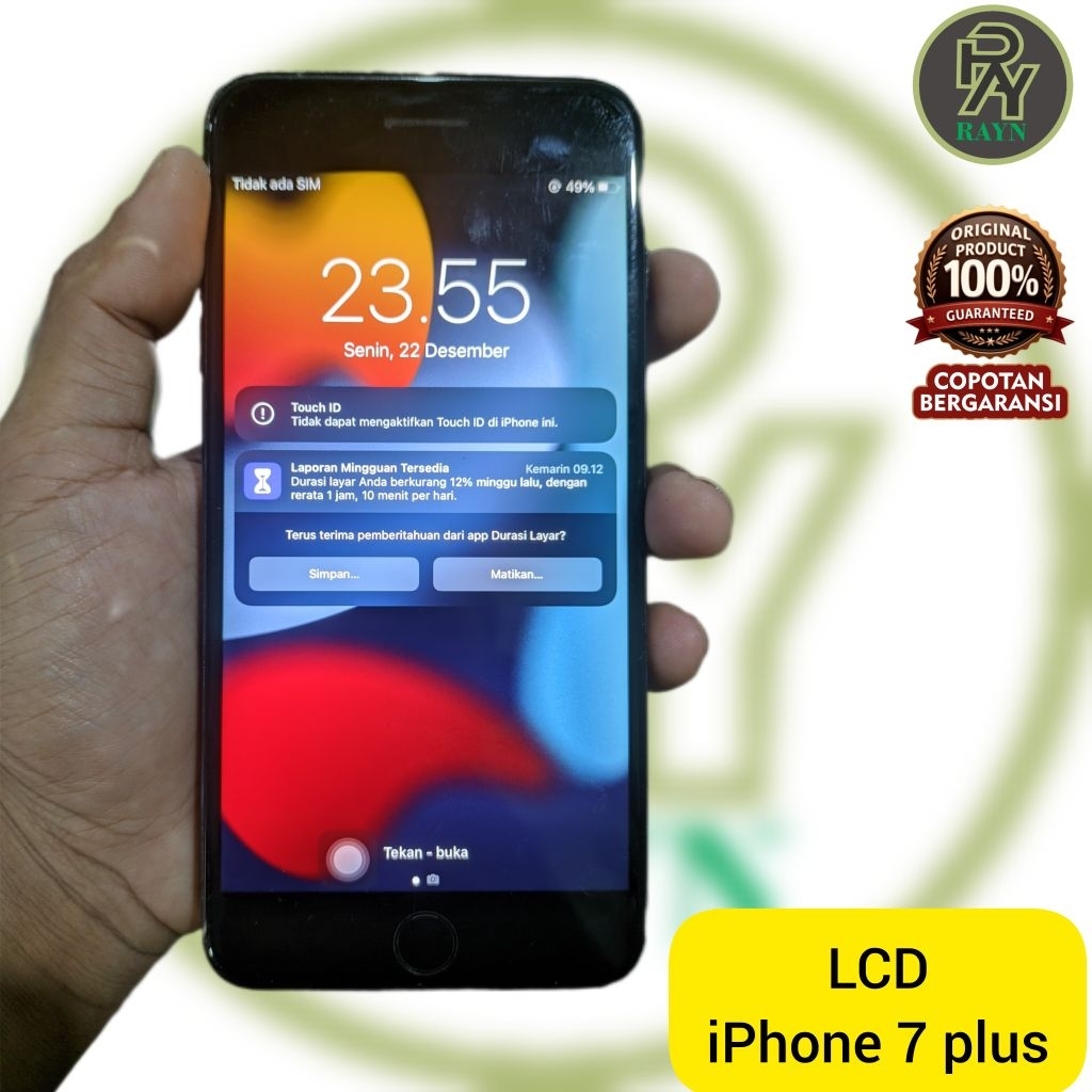 LCD TC tombol iphone 7 plus original copotan minus tidak bisa di sentuh