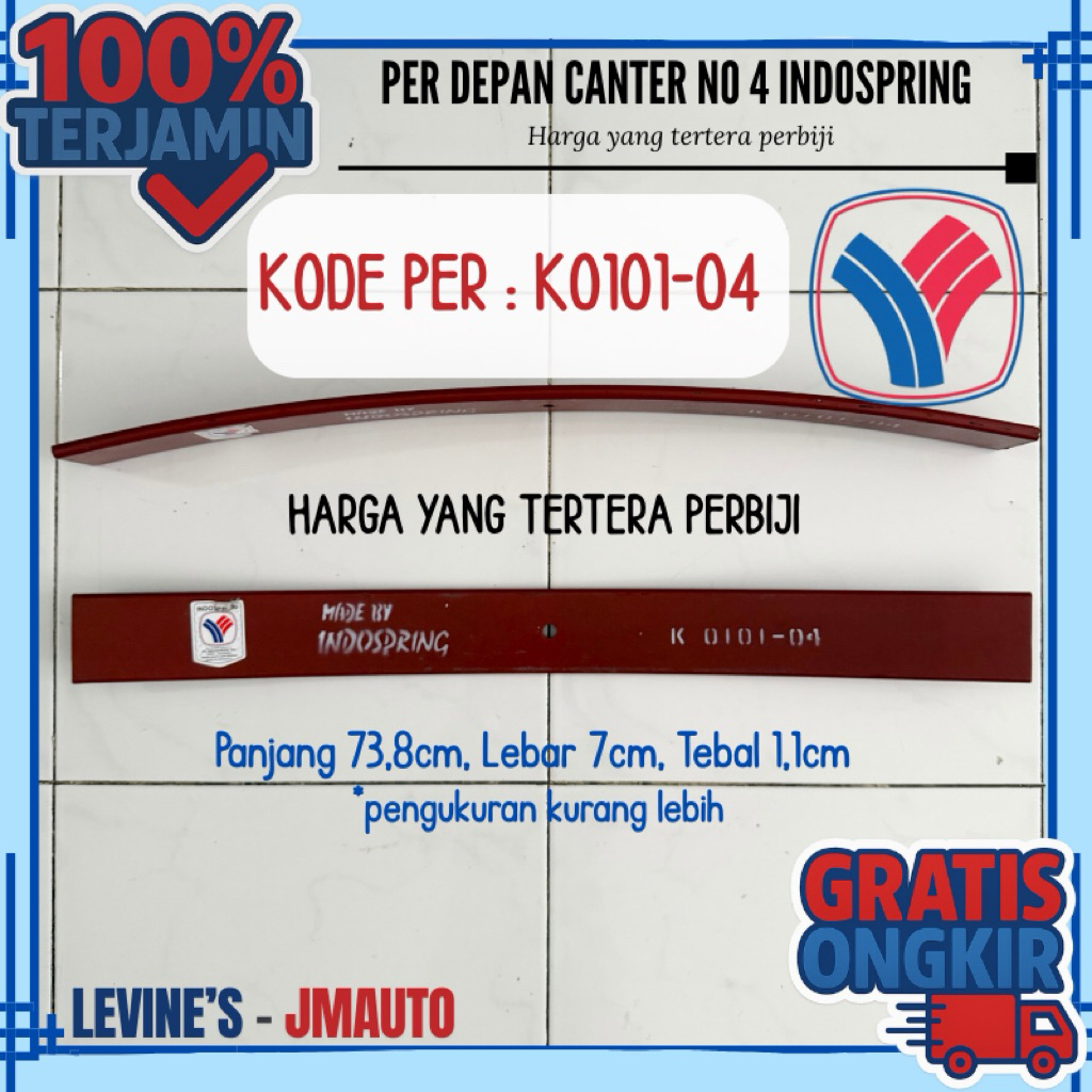 per depan canter nomor 4 per k0101 nomor 4 Indospring per daun canter depan nomor 4 leaf spring cant