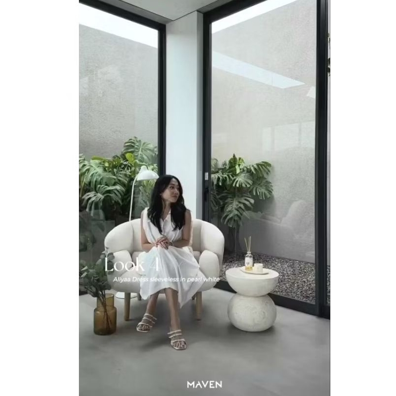 MAVEN x Ame Gonta - Aliyaa Dress Sleeveless in Pearl White