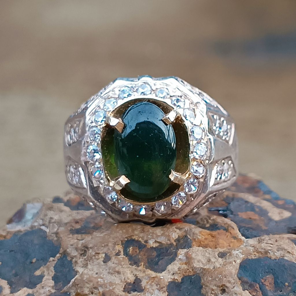 batu green tourmaline ring perak sn58