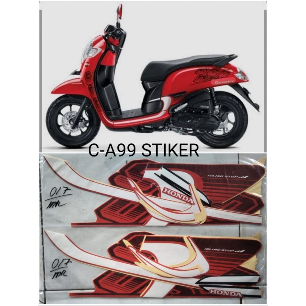 striping original Scoopy 2017 hitam merah putih fulset body