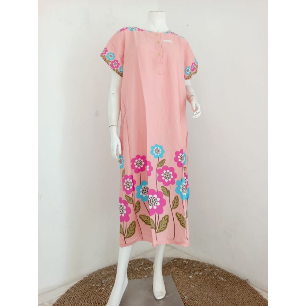 Daster ibu jumbo HAP busui friendly/longdress lengan pendek