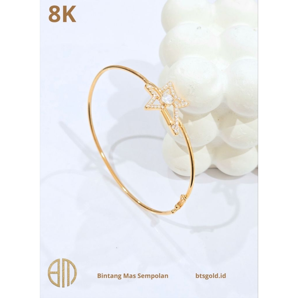 Gelang Bangle Permata Putih Emas Asli