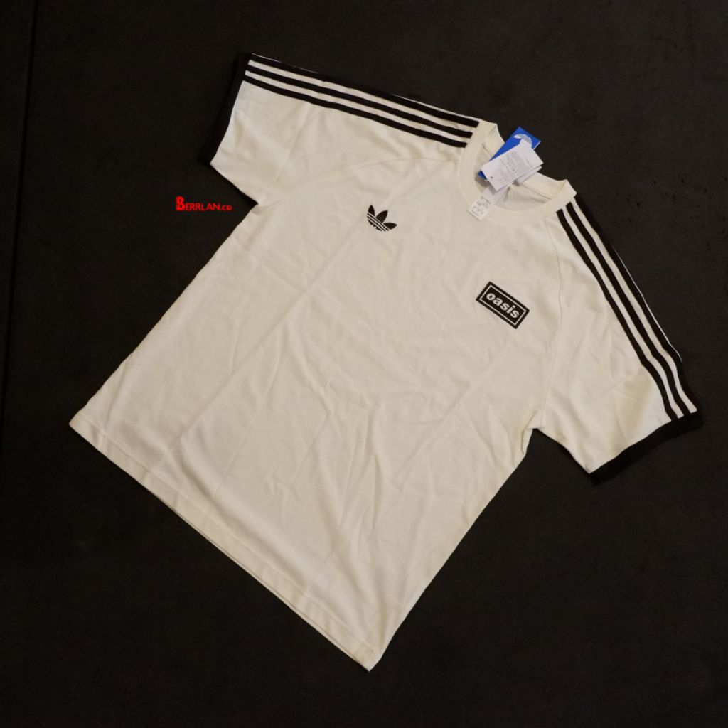 Tshirt Adidas X Oasis Tour 3 Stripes Cream White 100% Original