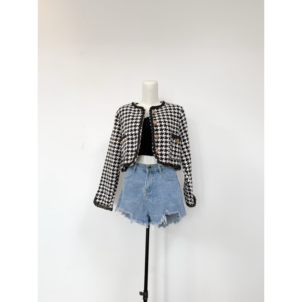 pl. blazer tweed hitam